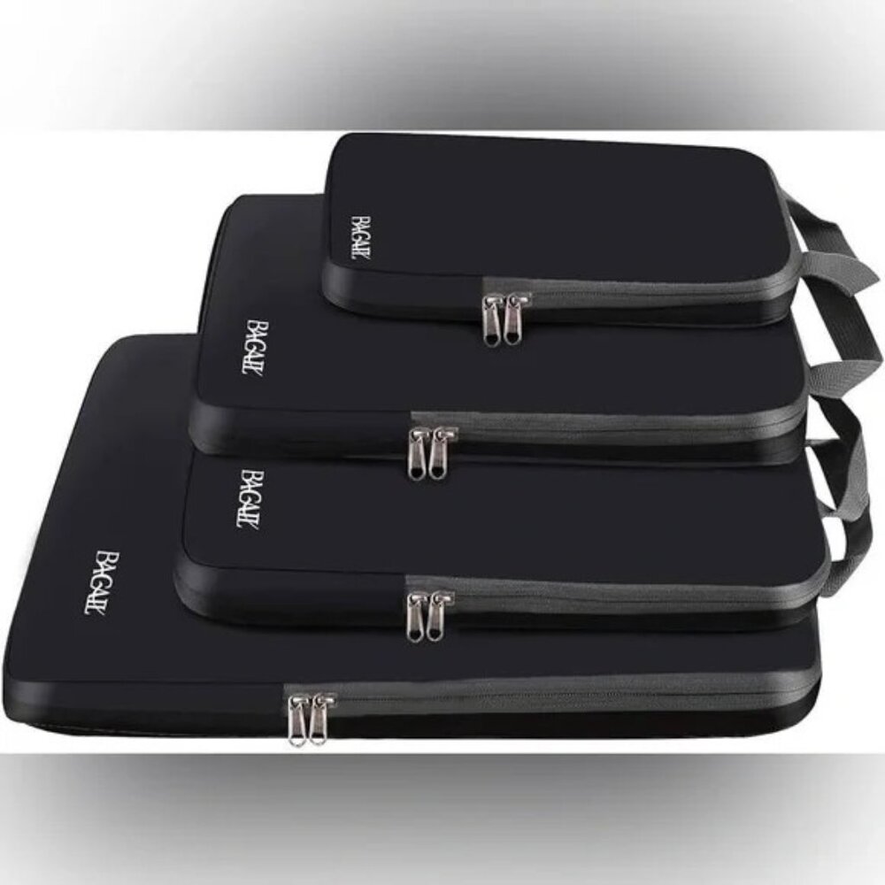 Bagail 4 Set Compression Packing Cubes Travel Black